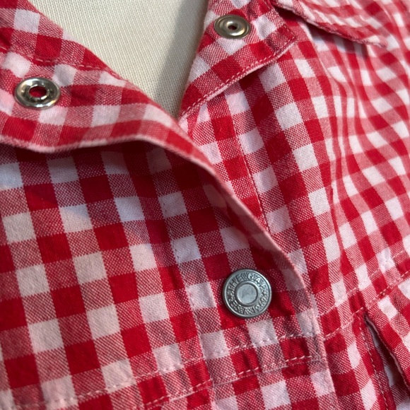 Vintage Red Gingham GAP Snap-Front Sleeveless 100% Cotton Shirt Size Small - Picture 4 of 5